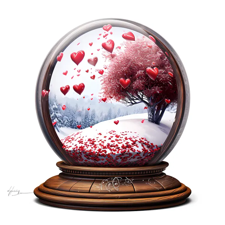Snow Globe with Heart Tree