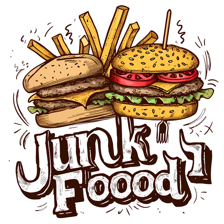 Junk Food with Double Burgers and Fries