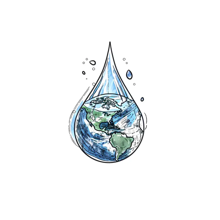 Earth in a Water Drop Illustration