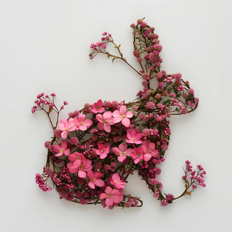 Pink Floral Bunny Art