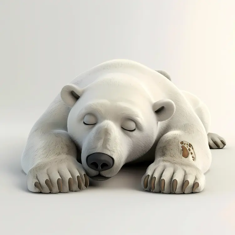 Sleeping Polar Bear with Closed Eyes