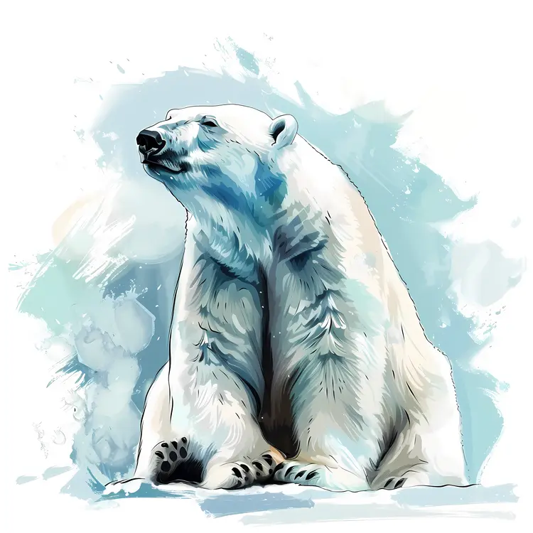 Sitting Polar Bear Illustration