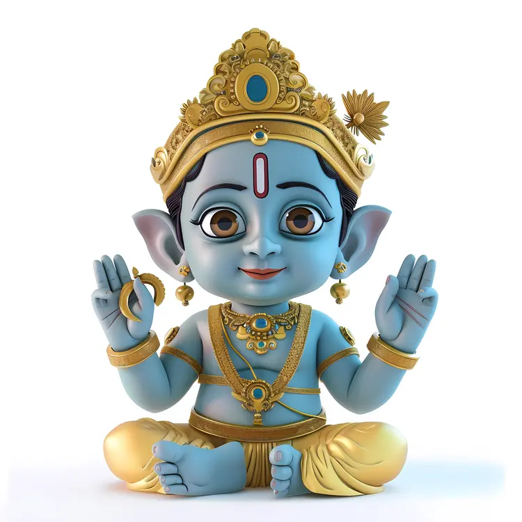Hindu Deity Sitting with Blessing Gesture