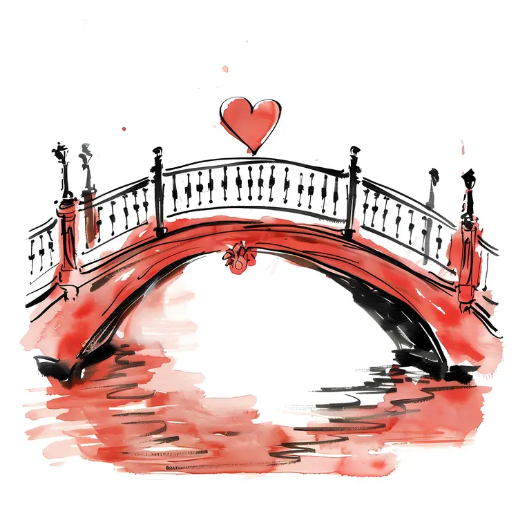 Red Bridge with Heart