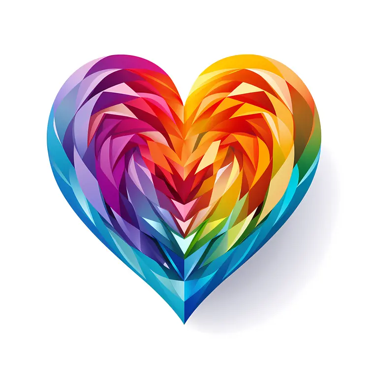 Colorful Geometric Rainbow Heart