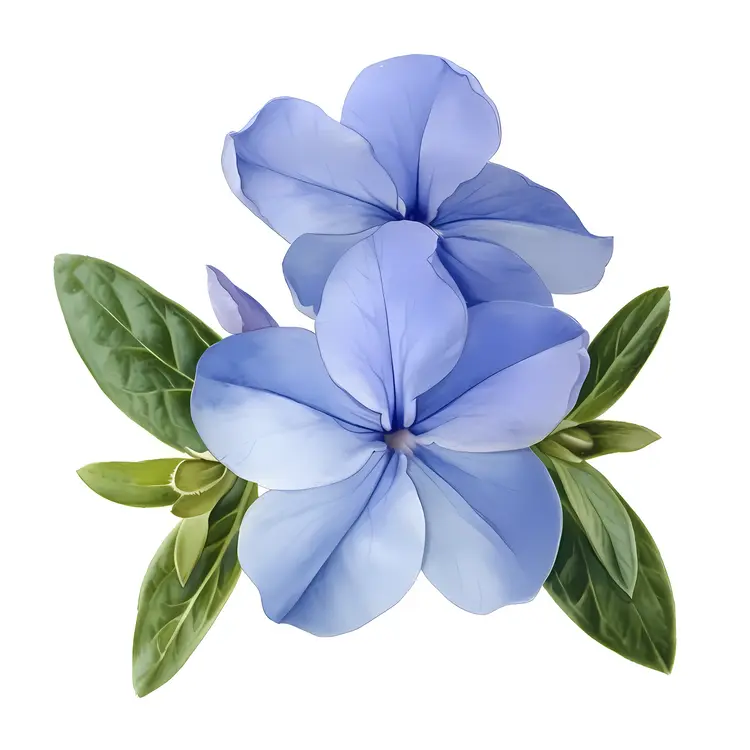 Beautiful Blue Flowers with Green Leaves