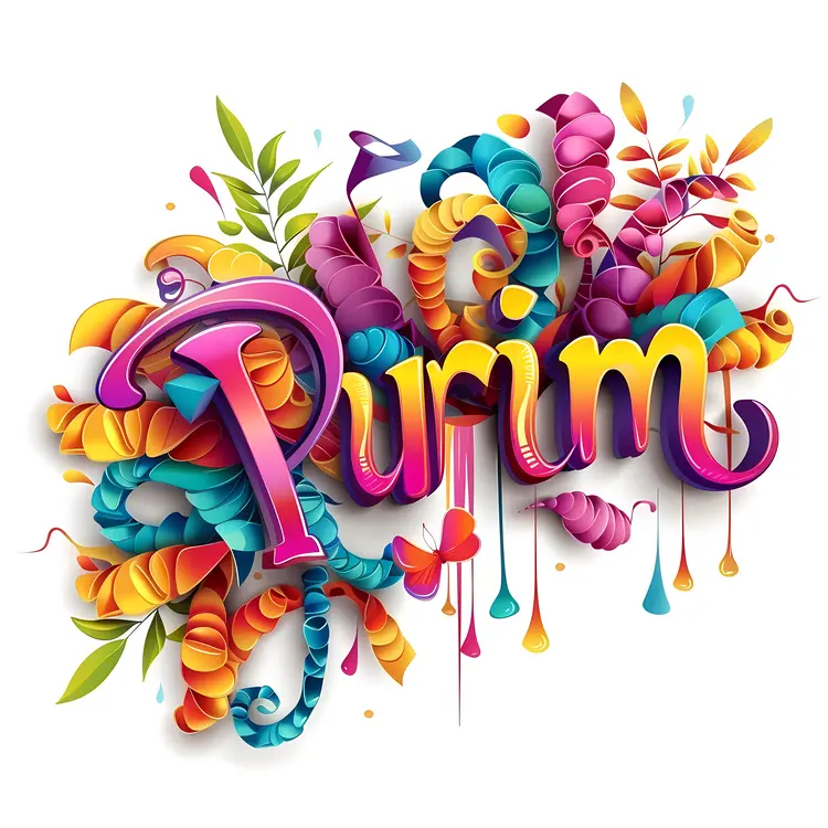 Purim Text with Colorful Decorations