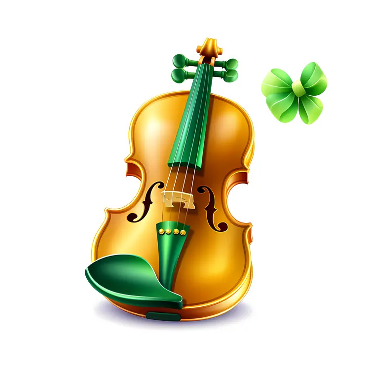 Violin with Green Bow and Shamrock