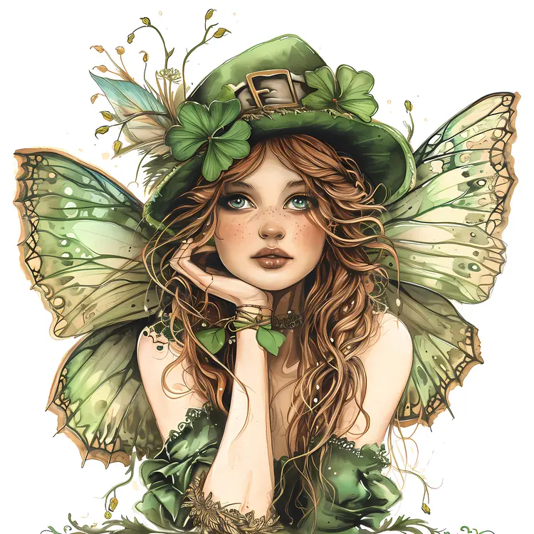 Green Fairy with Shamrock Hat