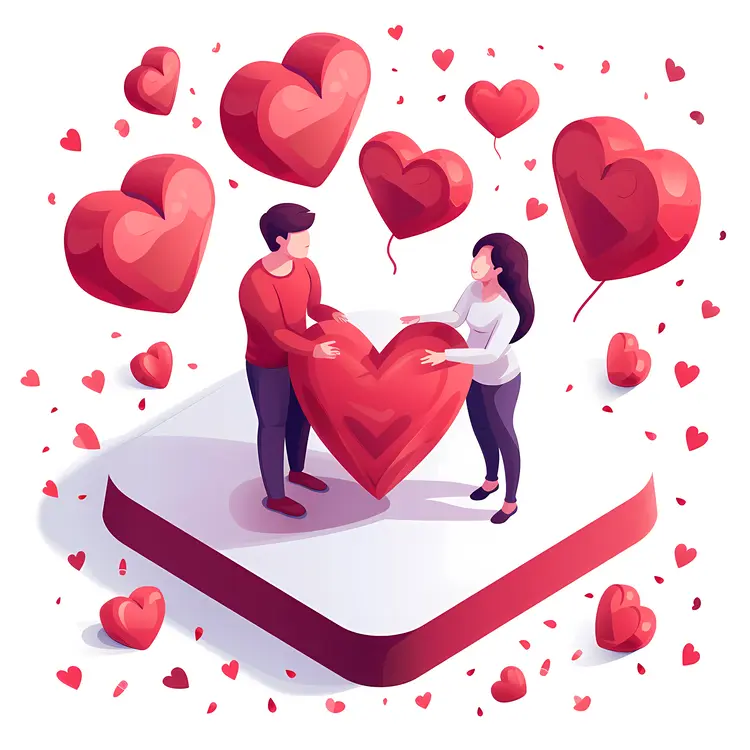 Couple Holding a Big Heart