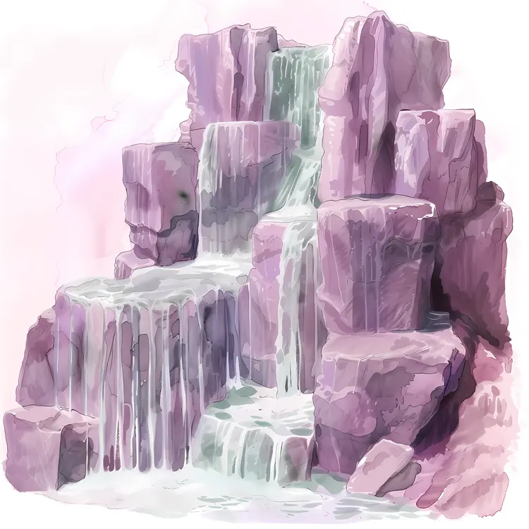 Cascading Waterfall over Purple Rocks