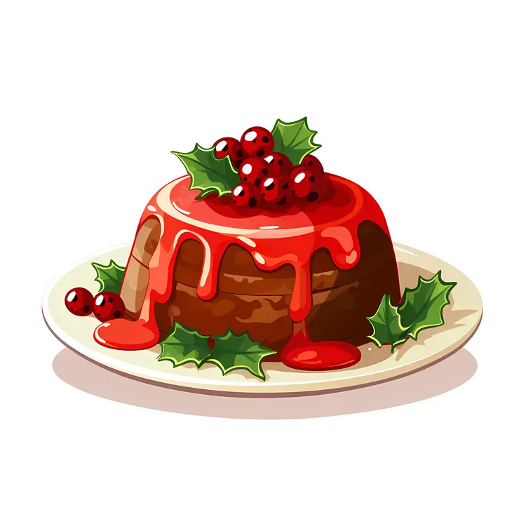 Traditional Christmas Pudding with Holly