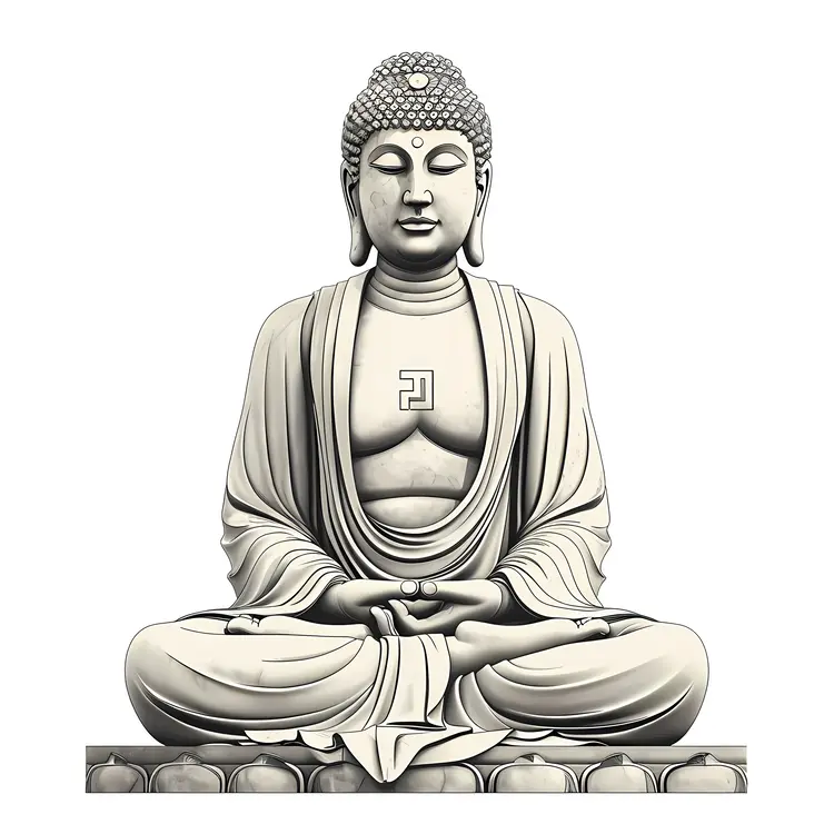 White Buddha Illustration in Meditation