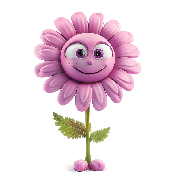 Pink Flower with Cute Face