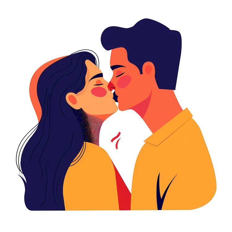 Romantic Couple Kissing Illustration