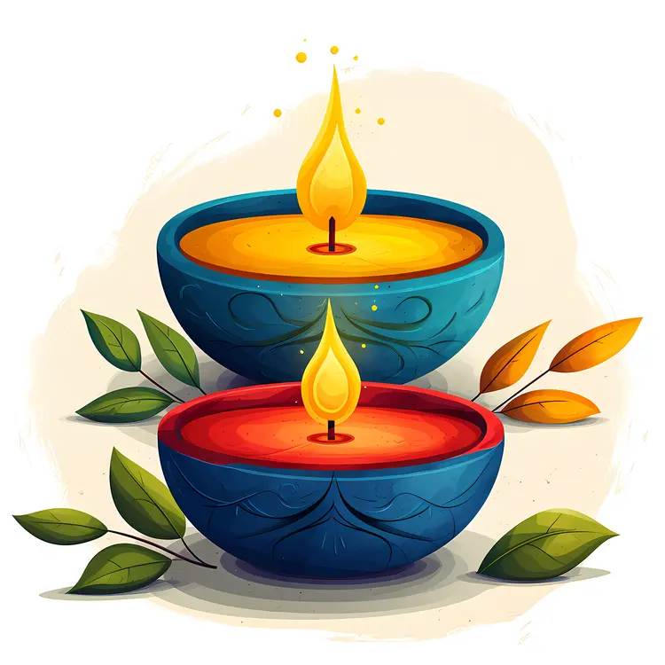 Colorful Candles with Flames