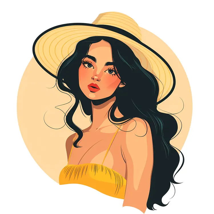Illustration of Woman with Hat