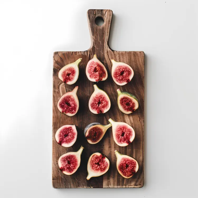 Halved Figs on Wooden Cutting Board