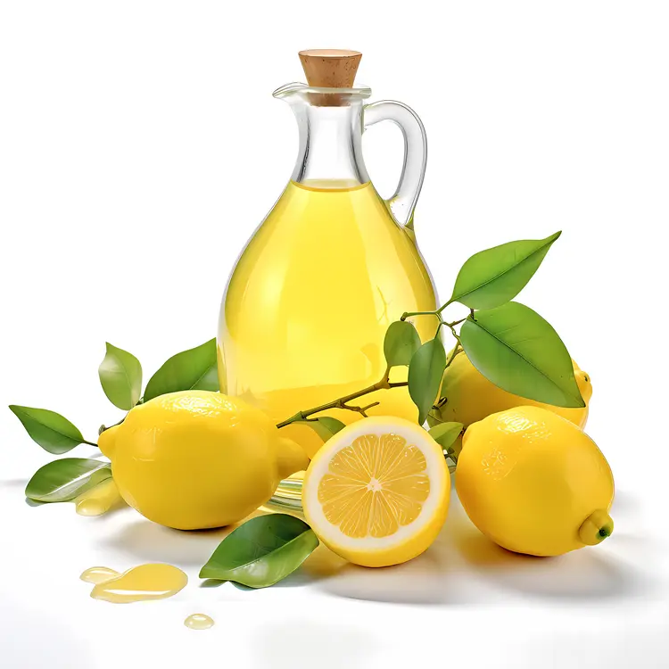 Lemon Juice in a Glass Bottle with Lemons