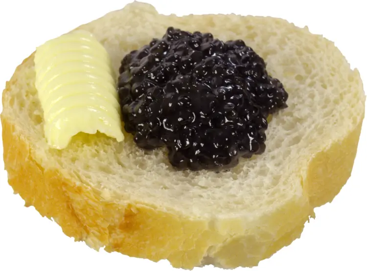 Gourmet Black Caviar on Bread Slice with Butter