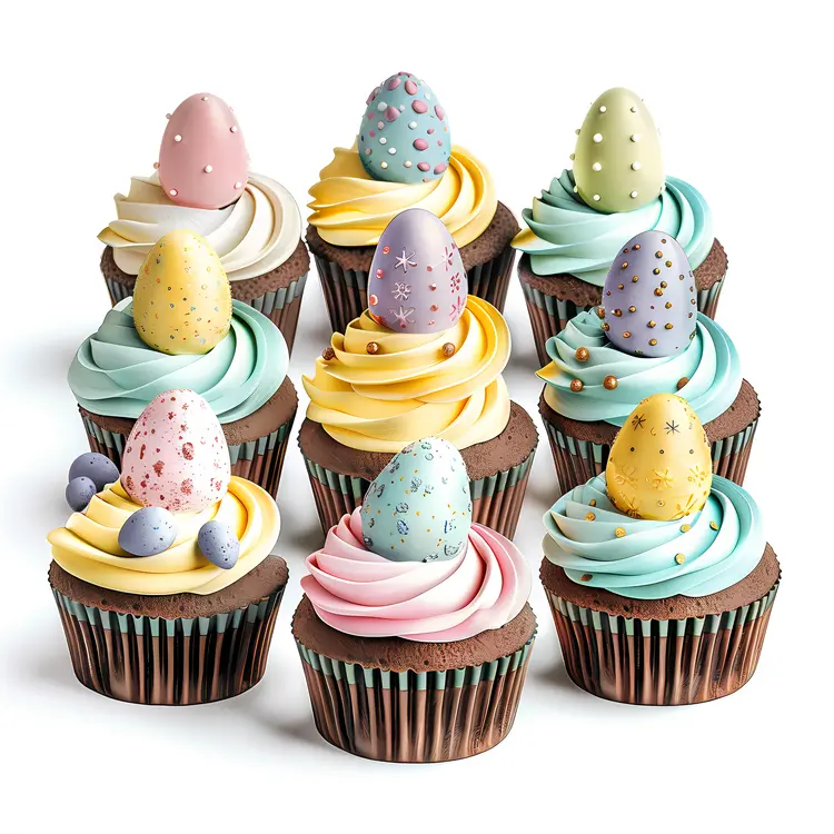 Easter Egg Cupcakes with Colorful Frosting