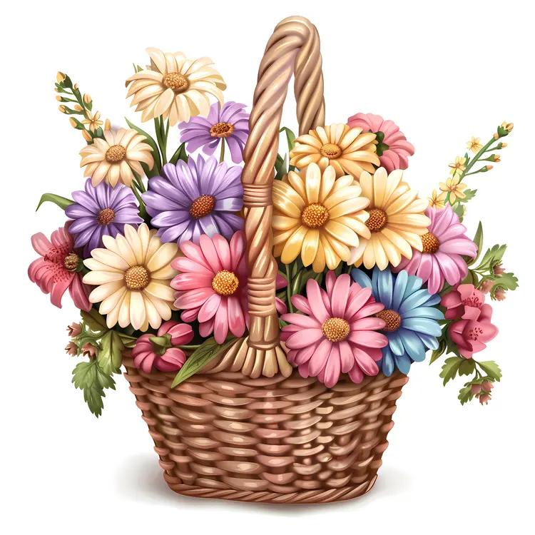Colorful Flower Basket Arrangement