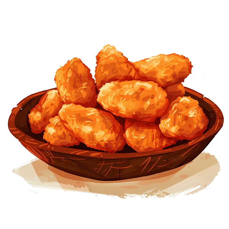 Chicken Nuggets in Wooden Bowl