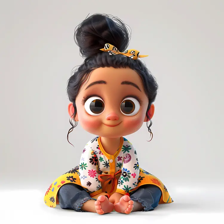 Cute Animated Girl Sitting