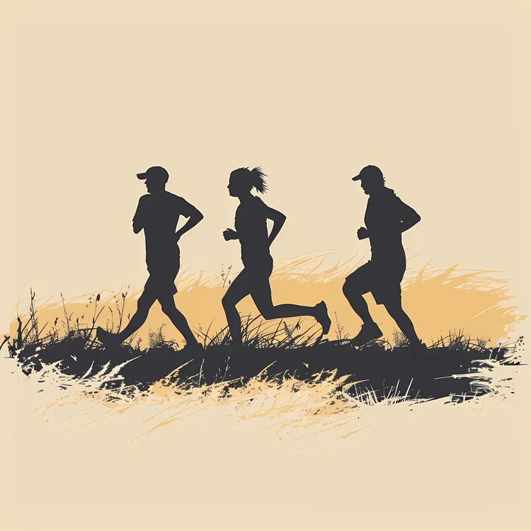 Silhouette of Three People Running