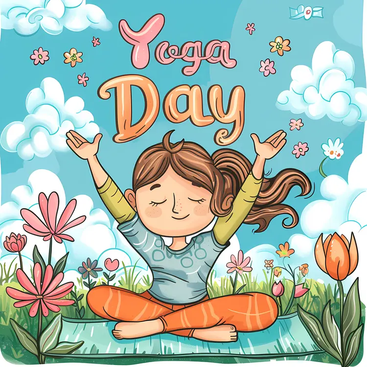 Yoga Day Celebration with Cute Cartoon