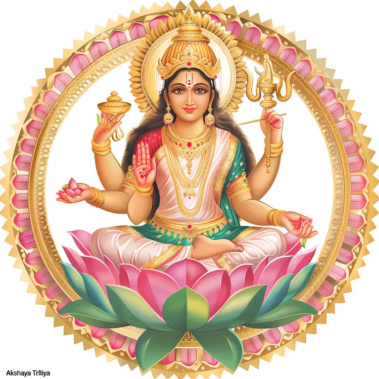 Hindu Goddess Sitting on Lotus