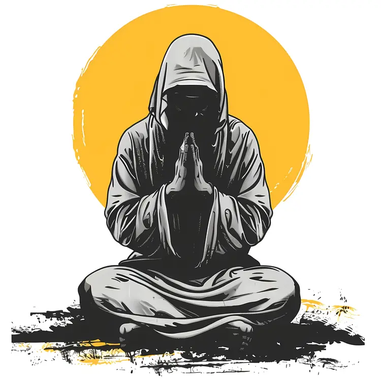Meditating Monk Illustration