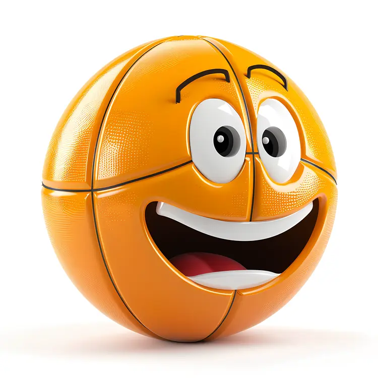 Smiling Orange Basketball Cartoon