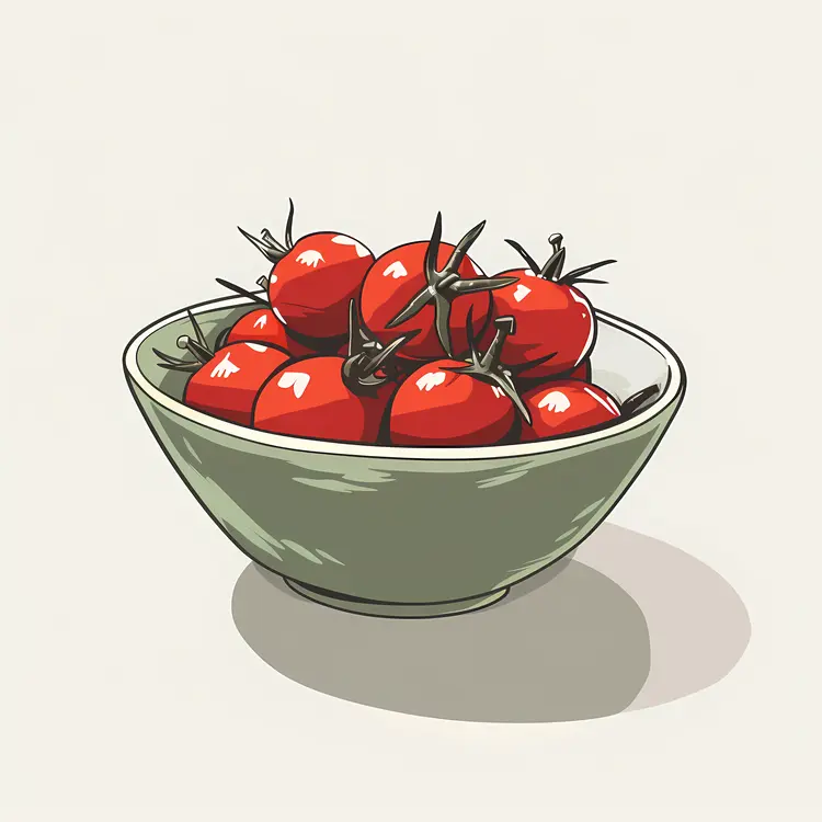 Illustration of a Bowl of Red Tomatoes