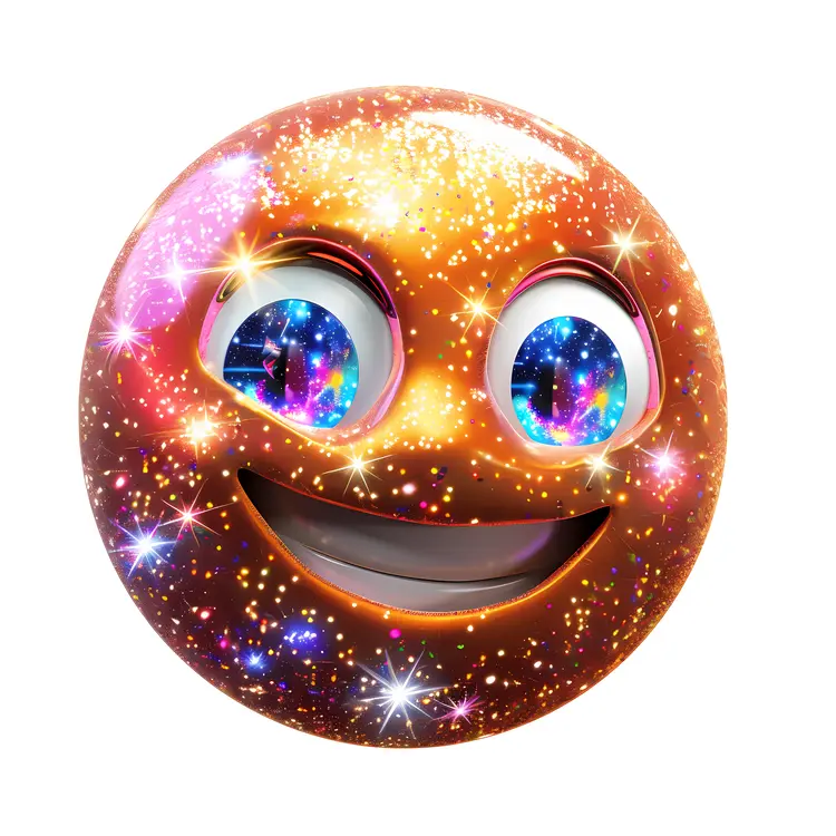Starry-Eyed Smiley Face with Sparkles