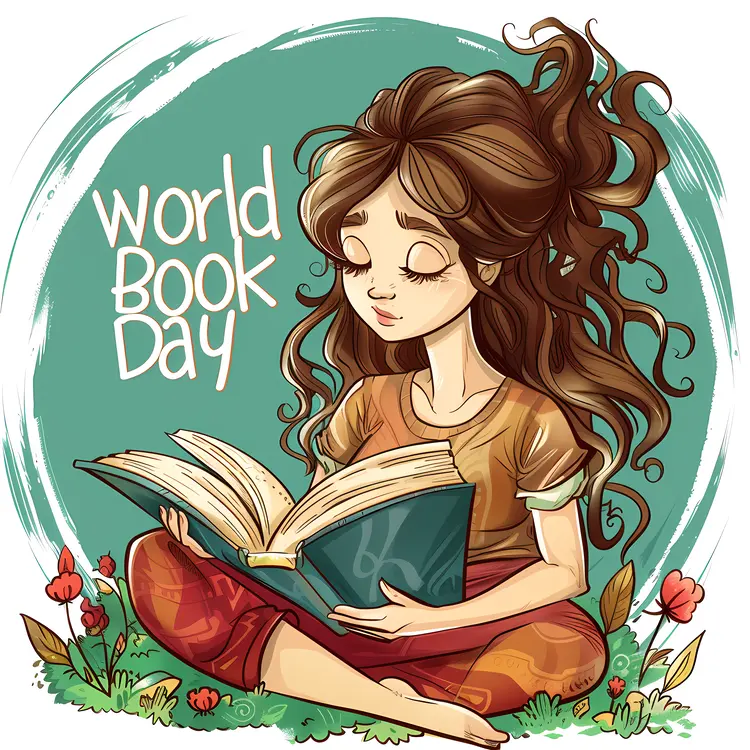 Girl Reading Book for World Book Day