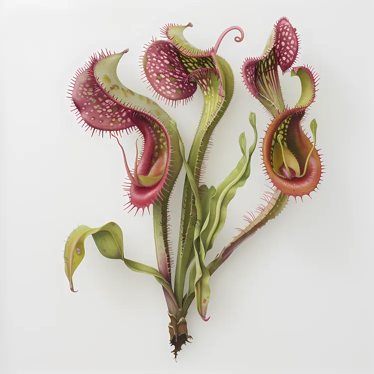 Red and Green Venus Flytrap Illustration