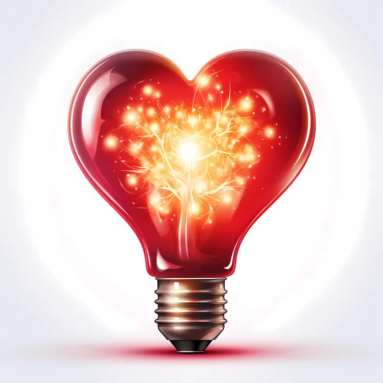 Glowing Heart-shaped Light Bulb