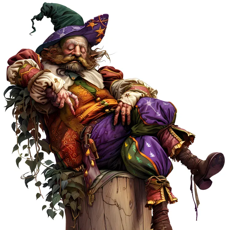Sleeping Wizard in Colorful Attire