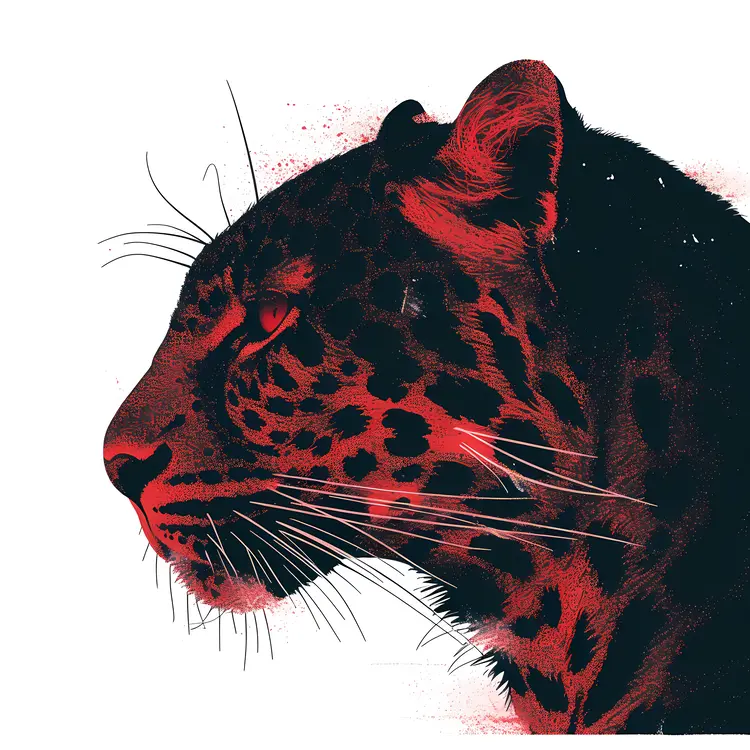 Red and Black Leopard Illustration