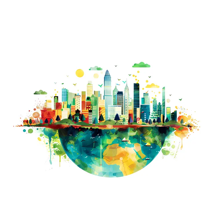 Colorful Cityscape on Earth