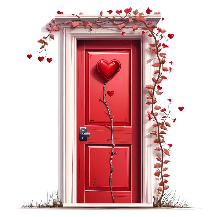 Red Door with Heart for Valentine's Day