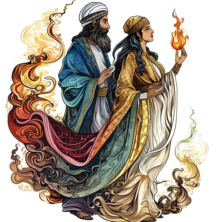 Traditional Couple with Torch