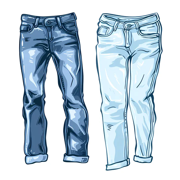 Two Pairs of Blue Jeans Illustration