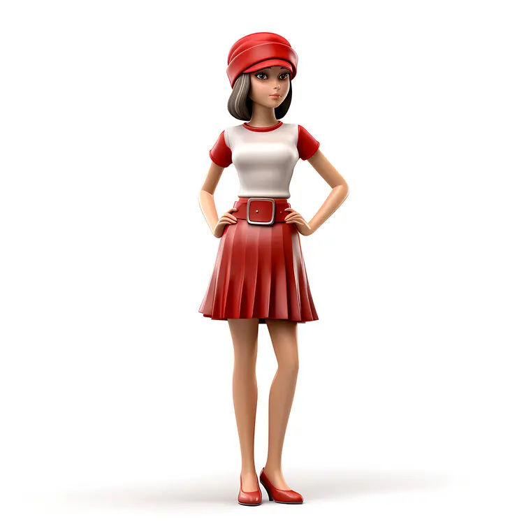 Girl in Red Skirt Cartoon