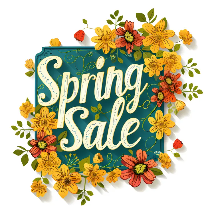 Spring Sale Banner with Yellow Flowers