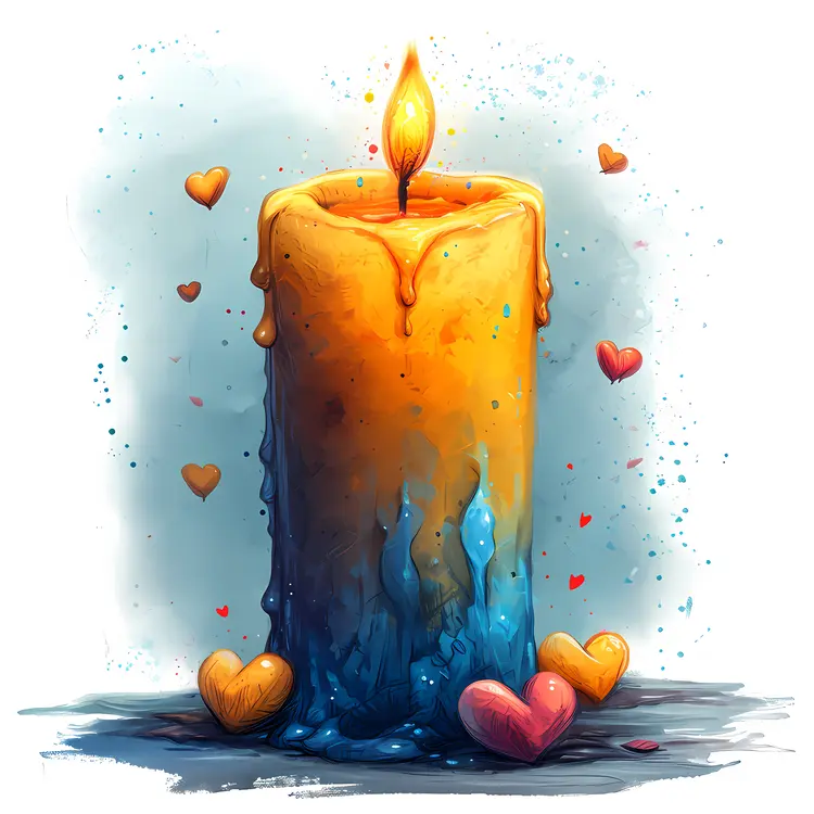 Artistic Candle with Hearts