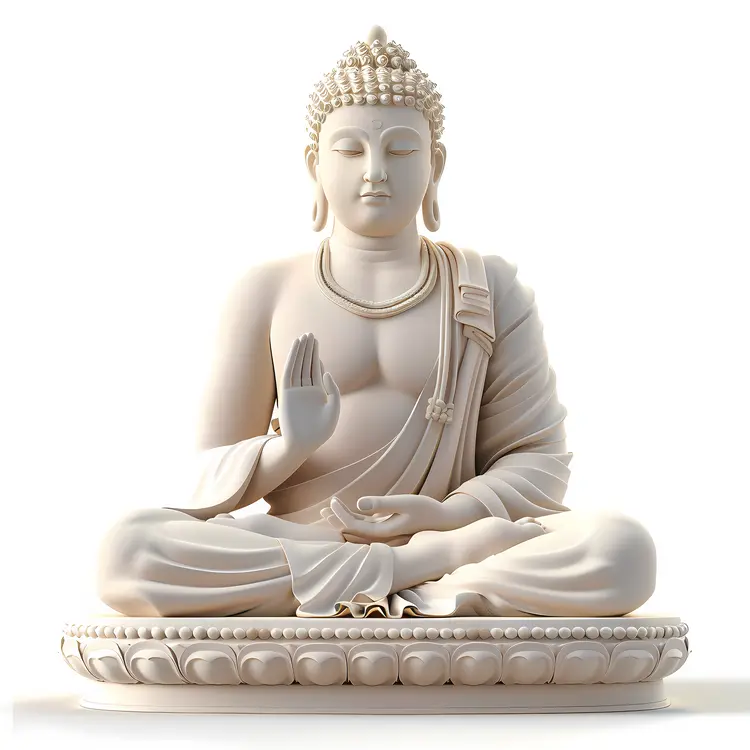 White Buddha Statue in Meditation Pose