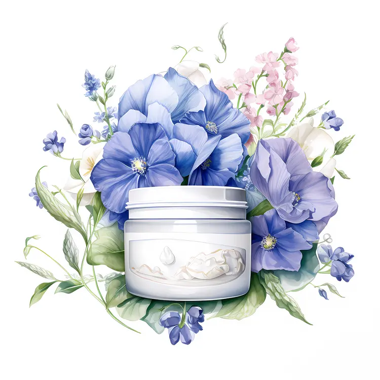 Cream Jar with Blue Flowers