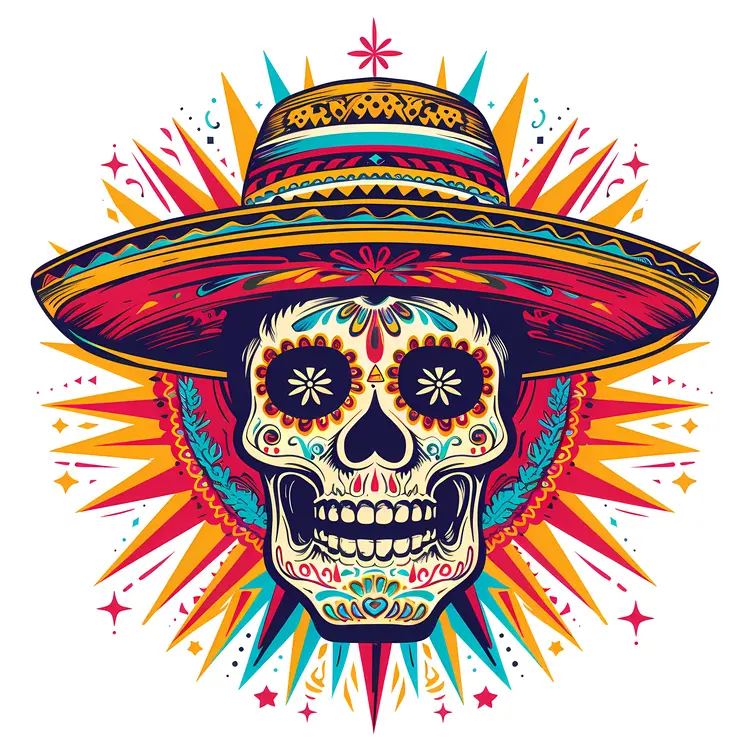 Decorative Sugar Skull with Sombrero
